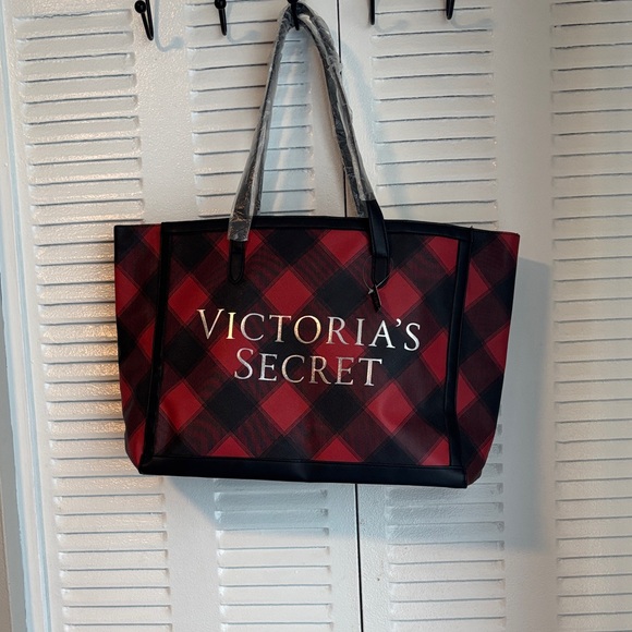 Victoria's Secret Handbags - Victoria's Secret Plaid Tote in Red and Black